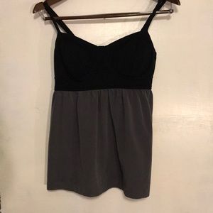 Black and Grey string flowy tank top